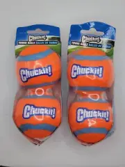 (Lot of 2) 2 Pack Chuckit TENNIS BALL Dog Toy Fetch Small High Visibility 2 inch