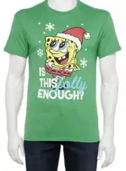 Sponge Bob Square Pants Is This Jolly Enough Christmas Mens T-Shirt XL