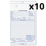 Job Work Order Book, 5 1/2 x 8 1/2, Two Part Carbonless, 50/Book, Pack of 10