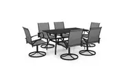 vidaXL Dining Set Textilene and Steel Furniture Multi Models 3/5/7/9 Piece