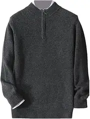 [Hamthuit] Men Mock Neck Zipper Sweaters Half-Height Collar Thick Warm Pullover Casual Thick Knitwear Sweater
