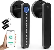 TEDFLOP Smart Door Lock - 5 in 1 Fingerprint Door Lock,Zinc Alloy Door Lock,with APP/IC Card/Passcode/Key/Fingerprint Biometrics Digital Door Lock, Single Side Door Handle for Home, Bedroom, Hotel