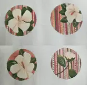 Handpainted Needlepoint Canvas Magnolia Flower Coasters Whimsy & Grace 4" 18M