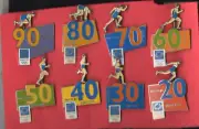 ATHENS 2004 OLYMPIC GAMES. COMPLETE SET OF 8 COUNTDOWN PINS. DAYS TO GO 20 TO 90