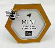 Studio Decor Frame Mini Enamel Honeybee Applied Bee Orange Silver 2.5 x 2.5"