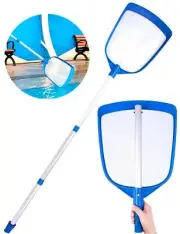 Pool Net, Pool Skimmer Net with 45" Aluminum Pole, Fine Mesh Bag for Fast Cle...