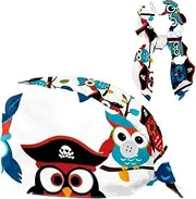 [CWAGFEQZ] Scrub Caps Women,Scrub Hats Suitable for Women,Pirate Animal Owl Bird