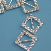 9 x Buckle / Square / Silver / Diamonte / diagonal / Wedding /shoe embellishment