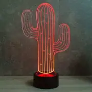 Nighdn 3D Cactus Flower Night Light Lamp Illusion Led 7 Color Changing Touch UBS