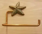 Brass Star Fish Spigots Toilet Tissue Paper Holder Hanging Vintage Home Decor