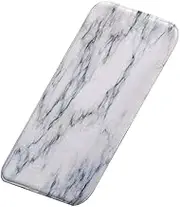 A.Monamour Non-Slip Water Absorbent Washable Bath Mat White Marble Texture Background Abstract Art Soft Flannel Mat Rug Carpet for Bathroom Bathtub Shower Kitchen Sink Bedroom Living Room 40x120cm