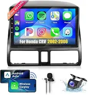 8Core 4+64G Car Stereo for Honda CRV 2002-2006 Wireless Carplay Android Auto,9 inch 1280 * 720P IPS Touch Screen Radio,Android13/GPS/WiFi/32EQ DSP/59UI/Bluetooth5.0/SWC/Backup Camera&Mic