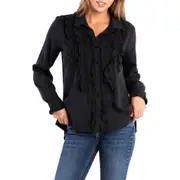 Billy T Ruffle Tuxedo Shirt in Ink at Nordstrom, Size Medium