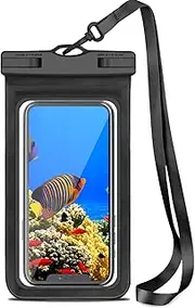 IPX8 Waterproof Phone Pouch Bag, Black Universal Phone Lanyard Case Underwater for Swimming Boating, Premium Dry Sleeve Holster for iPhone 14 Pro Max 13 12 11 10 XS XR Samsung Huawei etc. up to 7.2"