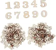 BEBEMOKO Unfinished Wood Letters Numbers 200pcs Set DIY Craft Essential Custom Decor Boys and Girls Educational