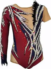 [JoyCan] Red rhythmic gymnastics suit Skin-tight garment with diamonds