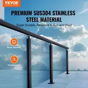 Glass Clamp, 35.83" Height Glass Railing Bracket for 0.39 "-0.47 " Thickness Tempered Glass, 304 Stainless Steel Glass Mounting Clamp, Glass Shelf Bracket for Balcony, Garden, Deck, Stair, Black