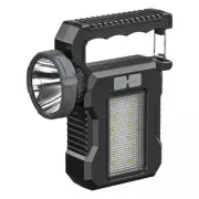 IPRee Solar Light LED Handheld Flashlights Type-C Rechargeable Portable Torch with 4 Modes COB Emergency Red and Blue Se