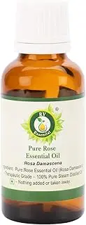 Rose Essential Oil | Rosa Damascena | Rose Oil | For Hair | For Face | For Skin | For Massage | 100% Pure Natural | Steam Distilled | Therapeutic Grade | 15ml | 0.507oz By R V Essential