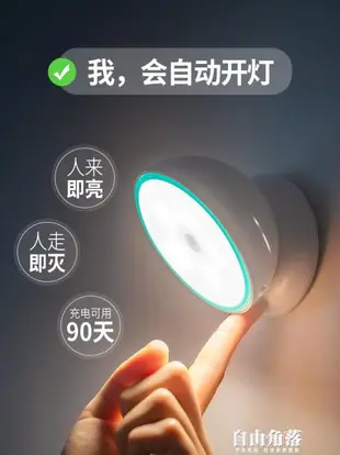 LED墻壁燈智能人體自動感應充電式臥室床頭過道樓道壁掛廁所無線