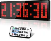 Fitness Timer, 13.2 Inch Large Digital Wall Clock, LED Gym Timer with Countdown & Up Stopwatch, Brightness Adjustable, Sports Timer with Remote Control for Home, Fitness, Office, Kitchen