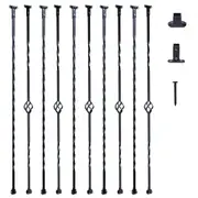 Stylish 44" Steel Staircase Balusters Set with Basket and Spiral Designs