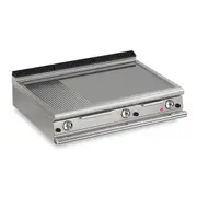 Baron 3 Burner Gas Fry Top With 2/3 Smooth 1/3 Ribbed Mild Steel Plate And Thermostat Control - 900Mm Depth - Q90FTT/G1220-SI