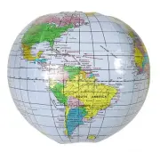 6 INFLATABLE GLOBES 16" BEACH BALL INFLATE MAP TEACH WORLD GEOGRAPHY GLOBE