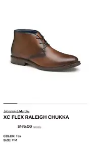 Johnston & Murphy XC FLEX RALEIGH CHUKKA Tan Sheepskin Leather ($175 MSRP) - 11M