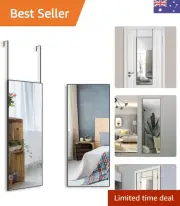 Full Length Mirror, Over The Door Mirror with Adjustable Hooks Long Body Mirr...