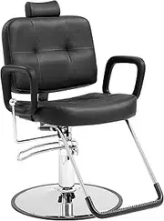VEVOR Salon Chair, Hydraulic Recliner Barber Chair for Hair Stylist, 360 Degrees Swivel 90°-125° Reclining Salon Chair for Beauty Spa Shampoo, Max Load Weight 330 lbs, Black