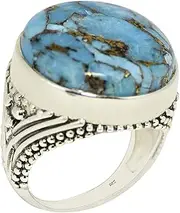 [MOONEYE] Turquoise Gemstone 925 Sterling Silver Statement Cabochon Ring