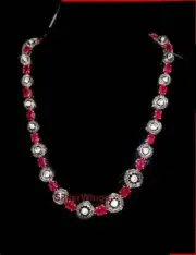 Wedding Jewelry Natural Rosecut Diamond Polki Ruby Silver Victorian Necklace