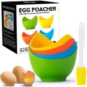 Egg Poacher Poached Cooker Ring Standers Food Silicone Grade Non Stick Pack Sili