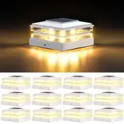 4x4 Solar Post Cap Lights Outdoor Waterproof 12 Pack Fence Deck Post Lights w...