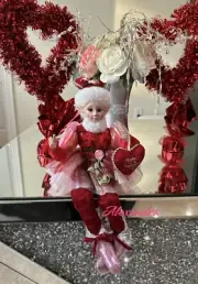 Valentine's Day Fairy Elf Shelf Sitter 15” Posable Mantel Tabletop Decor Love