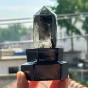 120g Natural Phantom Ghost Quartz Obelisk Quartz Cystal Point Wand Tower + Stand