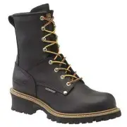 Steel Toe Logger Boot Waterproof Insulated Leather Work Boot Black 8 in EH Rated