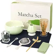 10-Pcs Matcha Kit Set, Whisk and Bowl with Spout & Measuring Spoon, Japanese Tea Making Tools