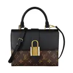 【LOUIS VUITTON 路易威登】LV M44141 LOCKY BB花紋LOGO MONOGRAM帆布扣式手提斜背包(黑)