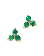 Bloomingdale's Fine Collection Emerald & Diamond Trio Stud Earrings in 14K Yellow Gold