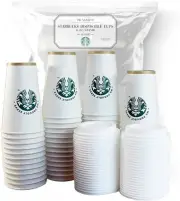 [50 Sets] Disposable Coffee Cups with Lids (16oz Grande) - To Go Hot Cocoa Cup,