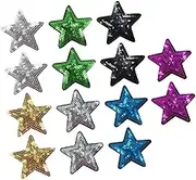 Operitacx 14Pcs Sequin Star Patches for Clothing Embroidered Appliques for DIY Decoration Star Design Stickers for Clothes Bags and Craft Projects