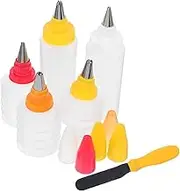 VERDANVERSE 6pcs Transparent Icing Piping Bottle Set for Cake Decorating Versatile Dispensing Kit for Household Use Safe and Easy to Clean Baking Tools