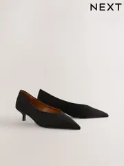 Black Extra Wide Fit Forever Comfort® Point Toe Low Kitten Heels (AP7339) | $54