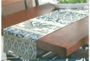 Better Homes & Gardens GLOBAL STRIPE Blue Gray Reversible Table Runner 14" x 72"