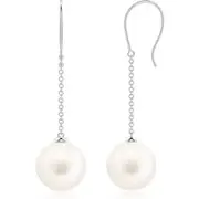 Dangling Solitaire Freshwater Pearl Earrings