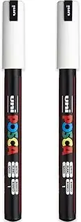 POSCA PC-1MR Paint Marker Art Pens - 0.7mm Nib - White Ink - Pack of 2