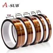 5 Rolls Polyimide High Temperature Tape Heat Resistant Kapton 10mm, 20mm,25mm