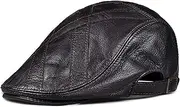 KJIASDFE Winter Hats,Leather Beret Sheepskin Flat Cap Keep Warm Adjustable Hat Winter 56-61cm for The Elderly Coffee